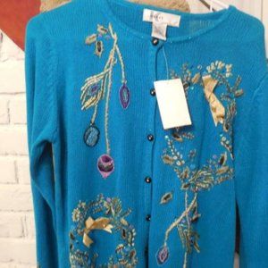 Kikit Christmas Sweater Embellished Beads Size M